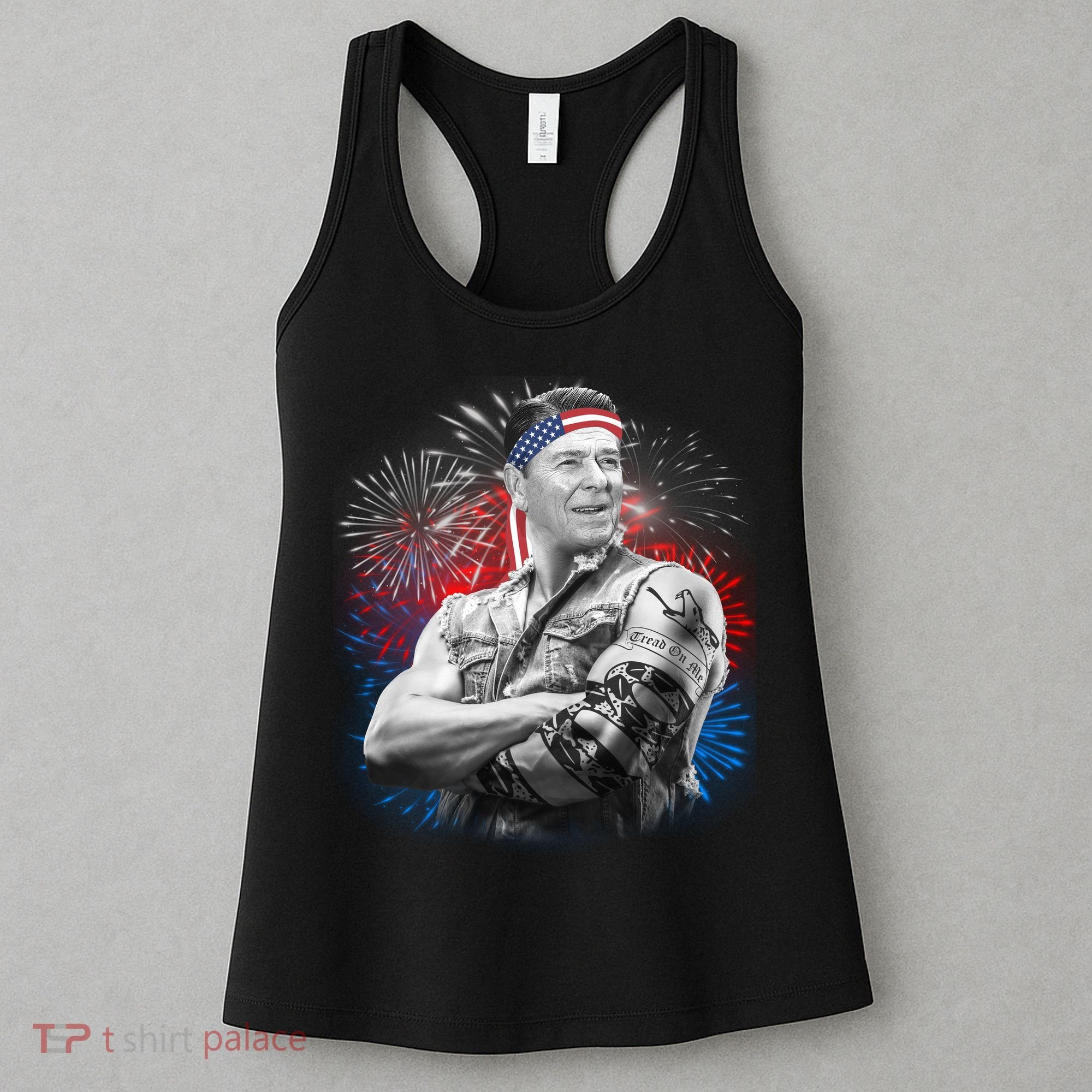 USA Fireworks Patriotic Ronald Reagan  Women's Tank Top