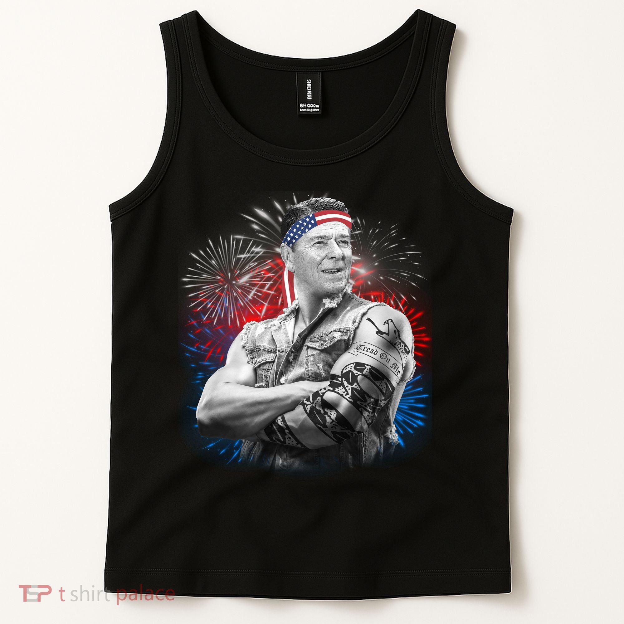 USA Fireworks Patriotic Ronald Reagan  Tank Top