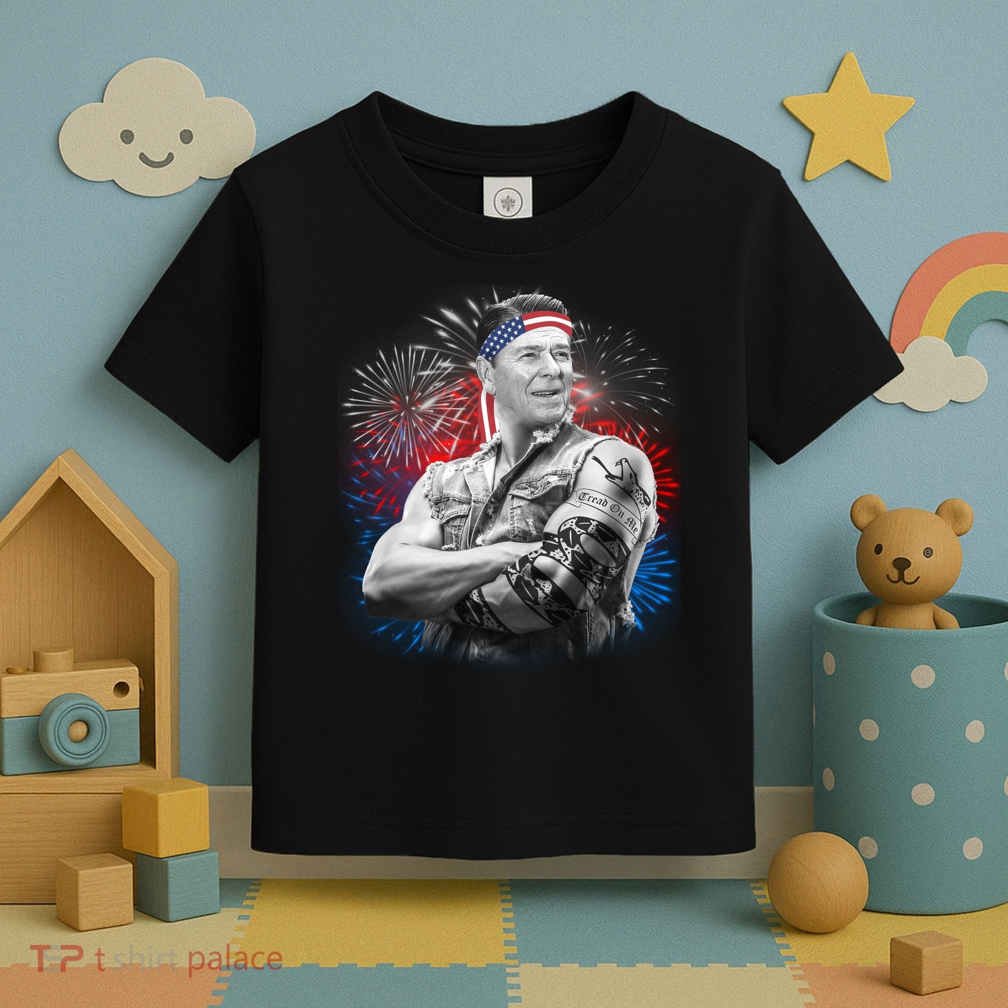 USA Fireworks Patriotic Ronald Reagan  Toddler T-Shirt
