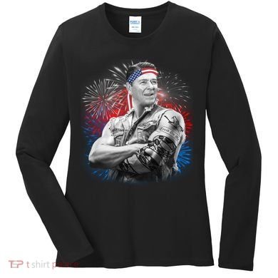 USA Fireworks Patriotic Ronald Reagan  Women's Long Sleeve Shirt