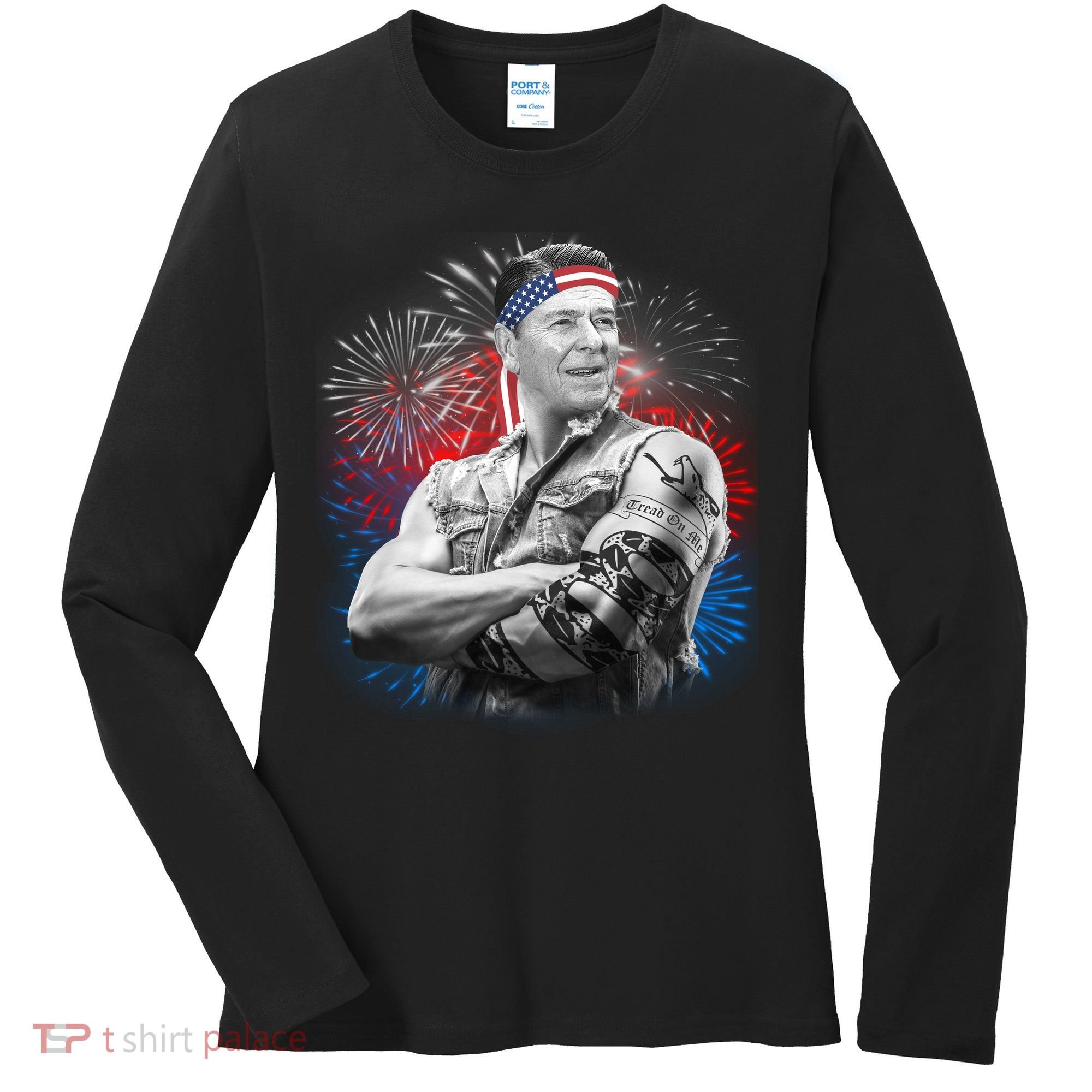 USA Fireworks Patriotic Ronald Reagan  Women's Long Sleeve Shirt