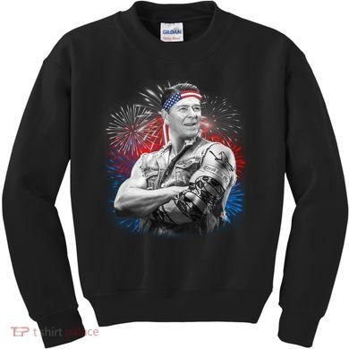 USA Fireworks Patriotic Ronald Reagan  Kids Sweatshirt