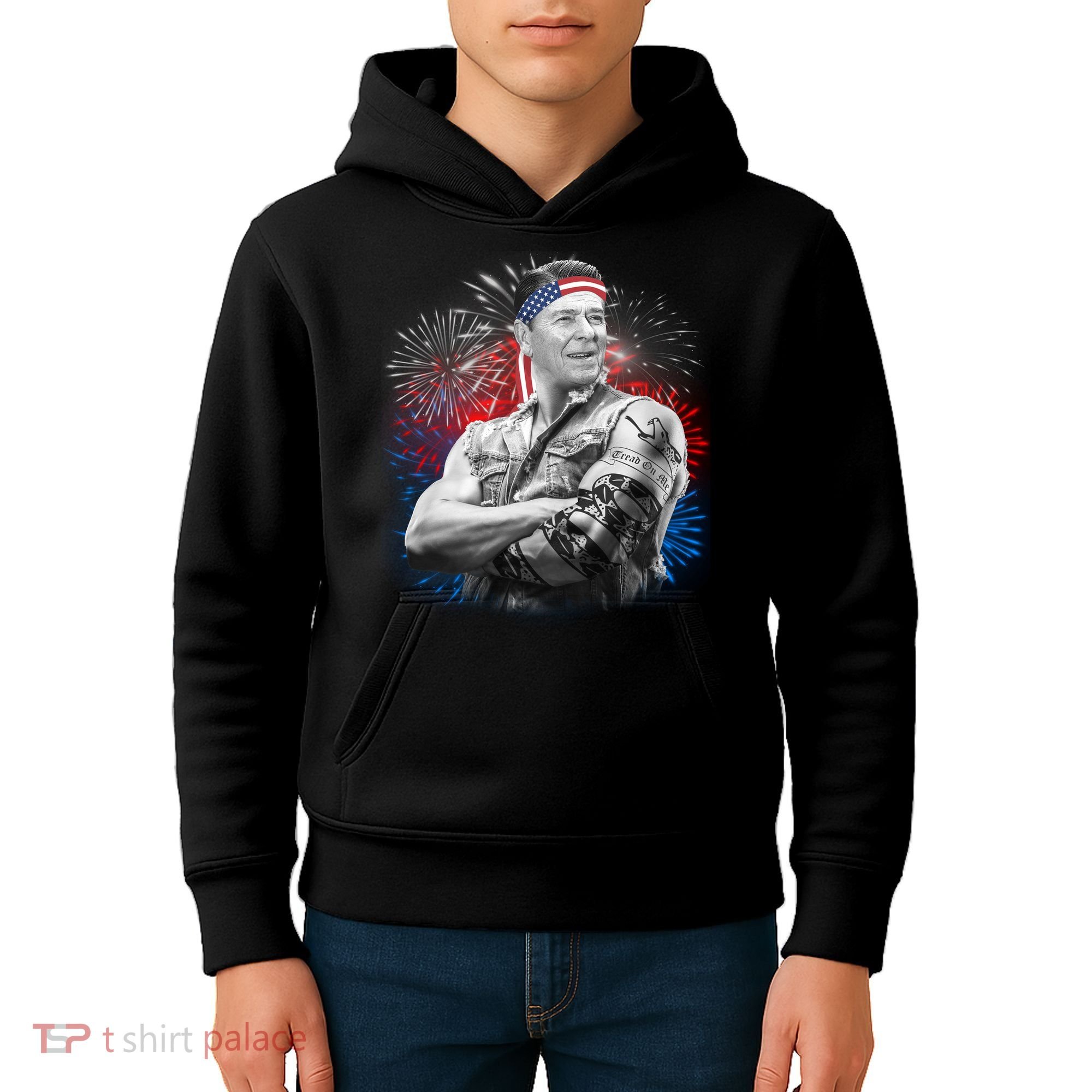 USA Fireworks Patriotic Ronald Reagan  Kids Hoodie