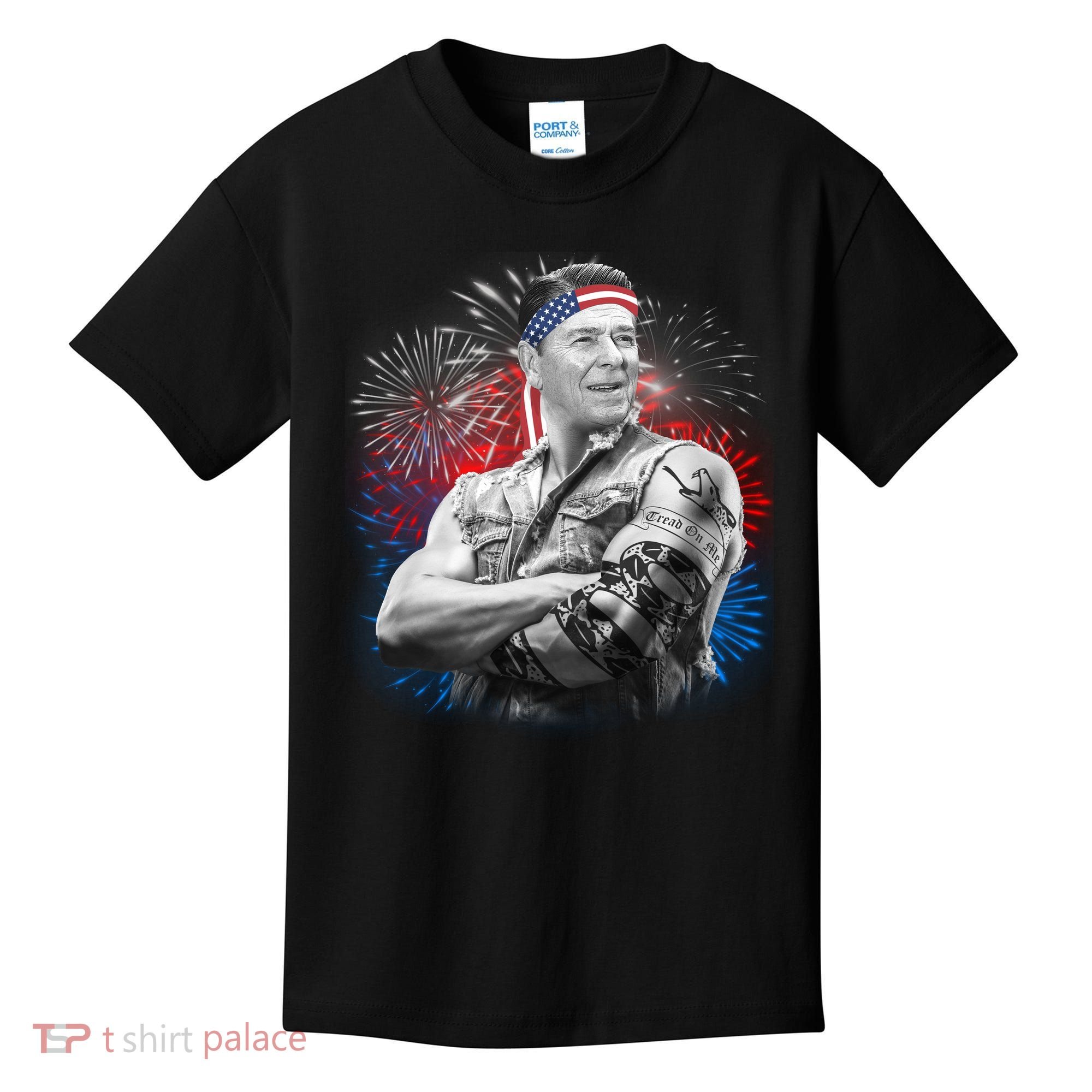 USA Fireworks Patriotic Ronald Reagan  Kids T-Shirt