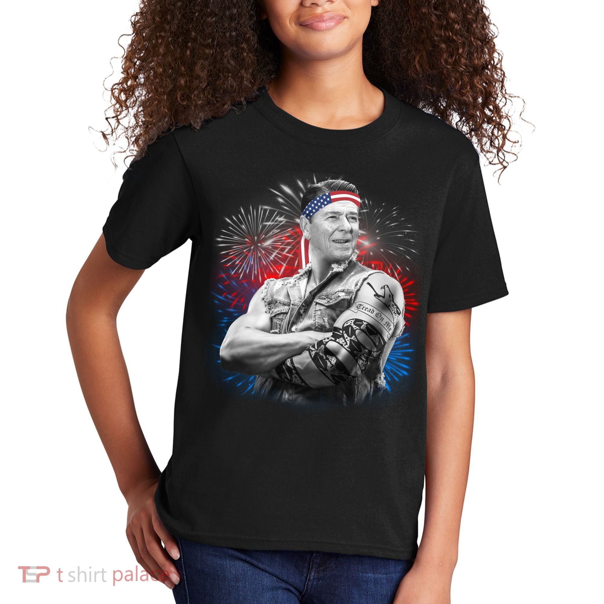 USA Fireworks Patriotic Ronald Reagan  Kids T-Shirt