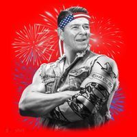 USA Fireworks Patriotic Ronald Reagan  Santa Hat thumb 1