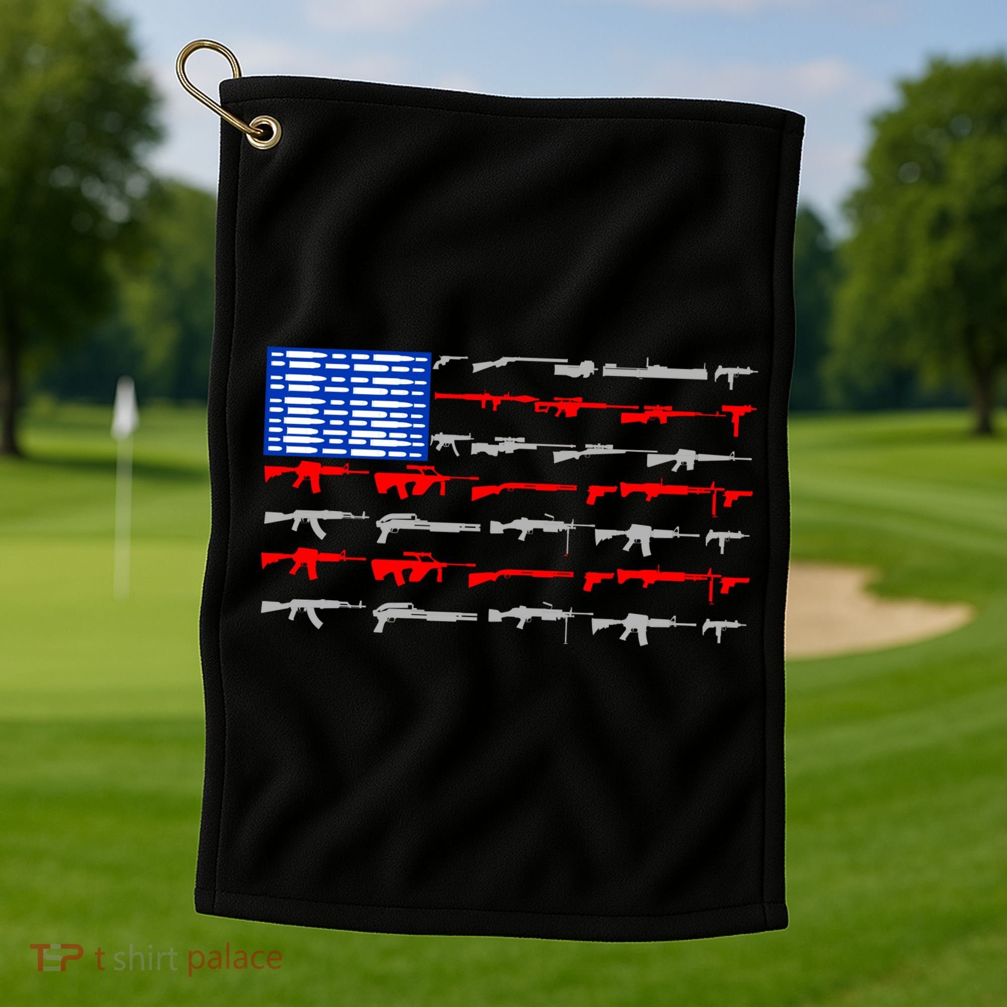 USA Flag: 2nd Amendment Gun Flag Rights Golf Towel