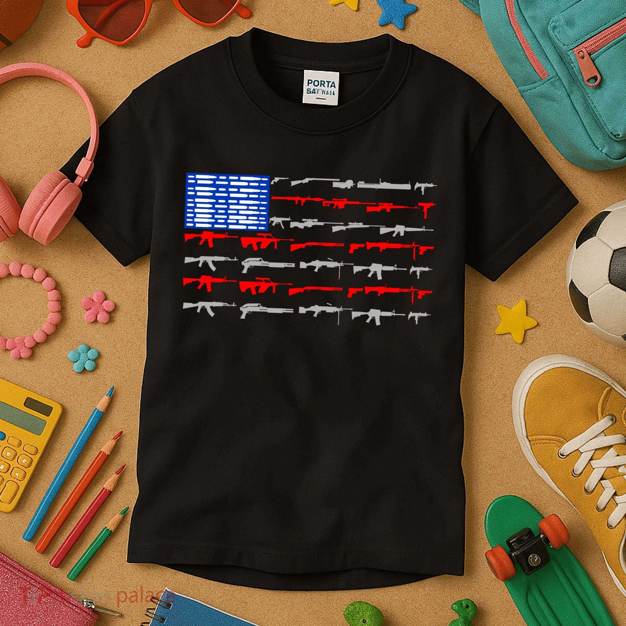 USA Flag: 2nd Amendment Gun Flag Rights Kids T-Shirt