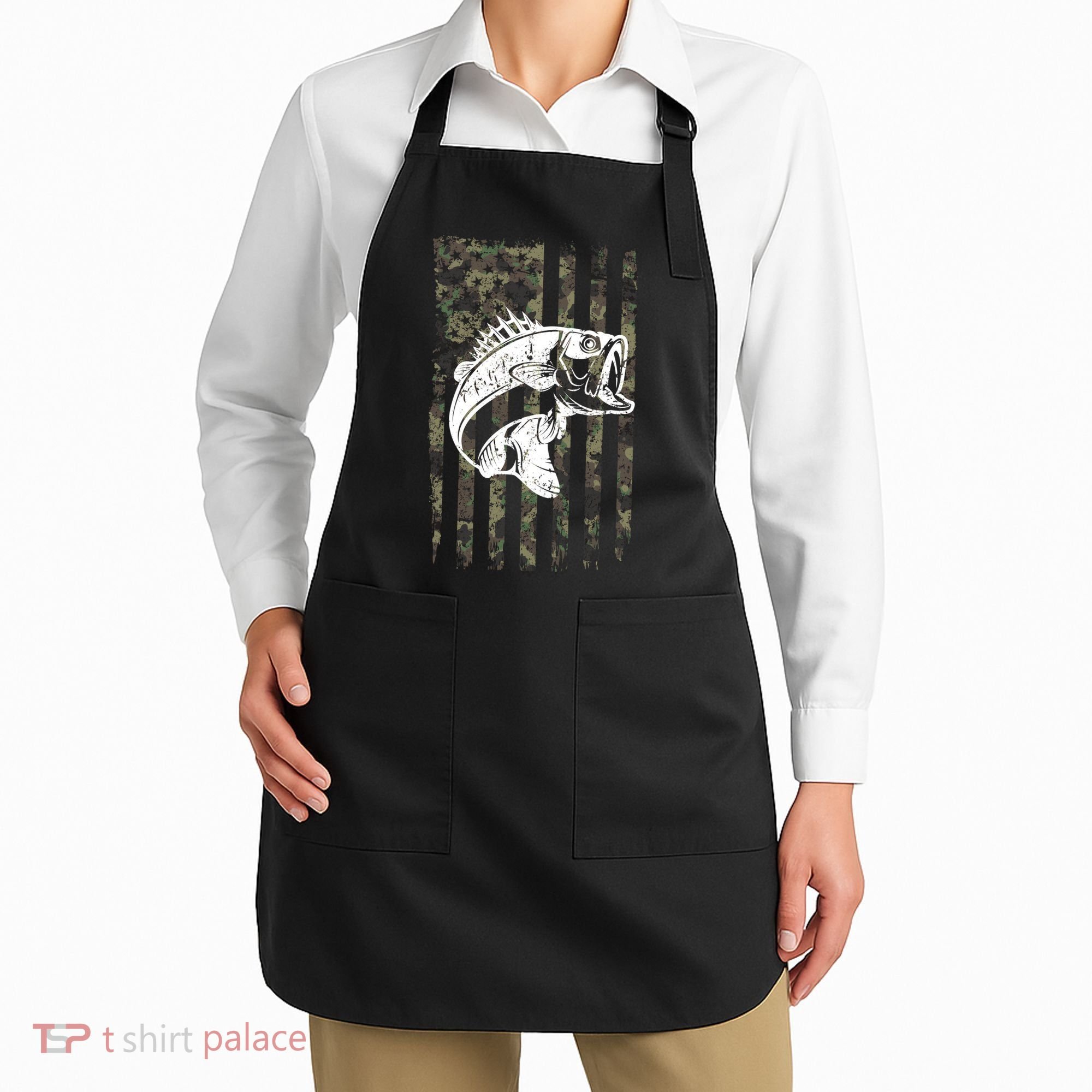 USA Flag Camo Camouflage Fish Apron
