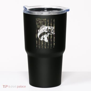 USA Flag Camo Camouflage Fish Tumbler