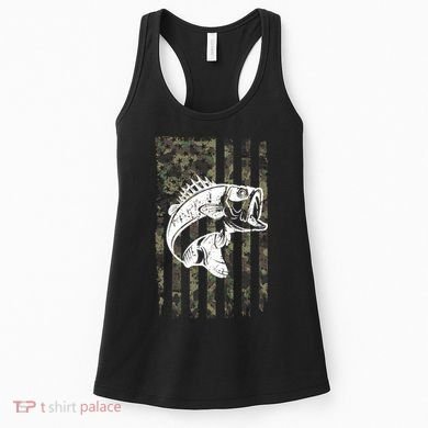 USA Flag Camo Camouflage Fish Women's Tank Top