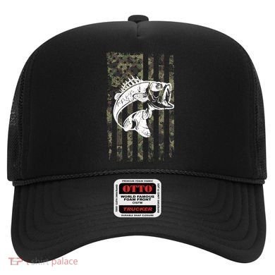 USA Flag Camo Camouflage Fish Hat