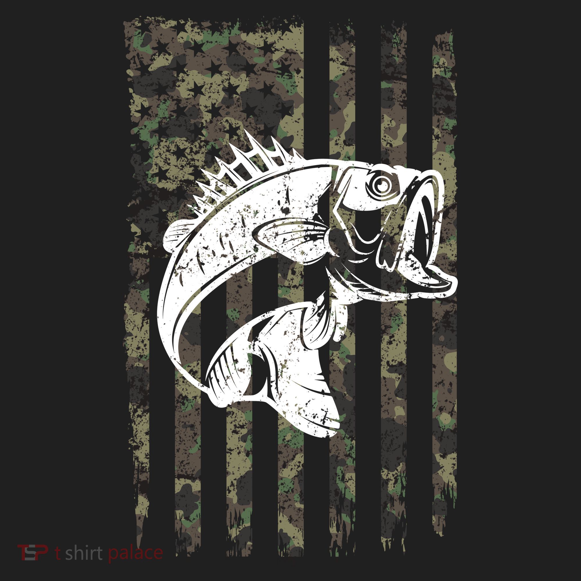 USA Flag Camo Camouflage Fish Hat