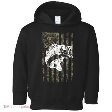 USA Flag Camo Camouflage Fish Toddler Hoodie