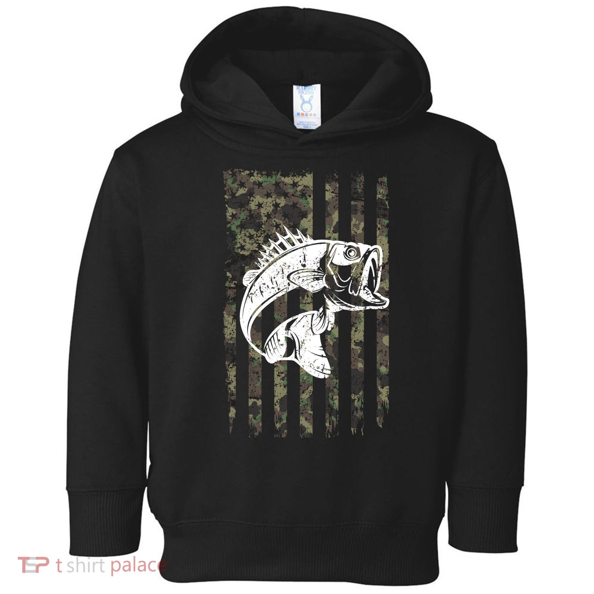 USA Flag Camo Camouflage Fish Toddler Hoodie
