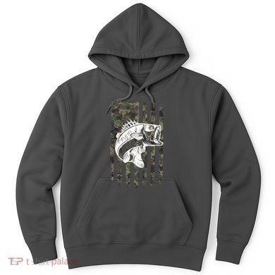 USA Flag Camo Camouflage Fish Hoodie