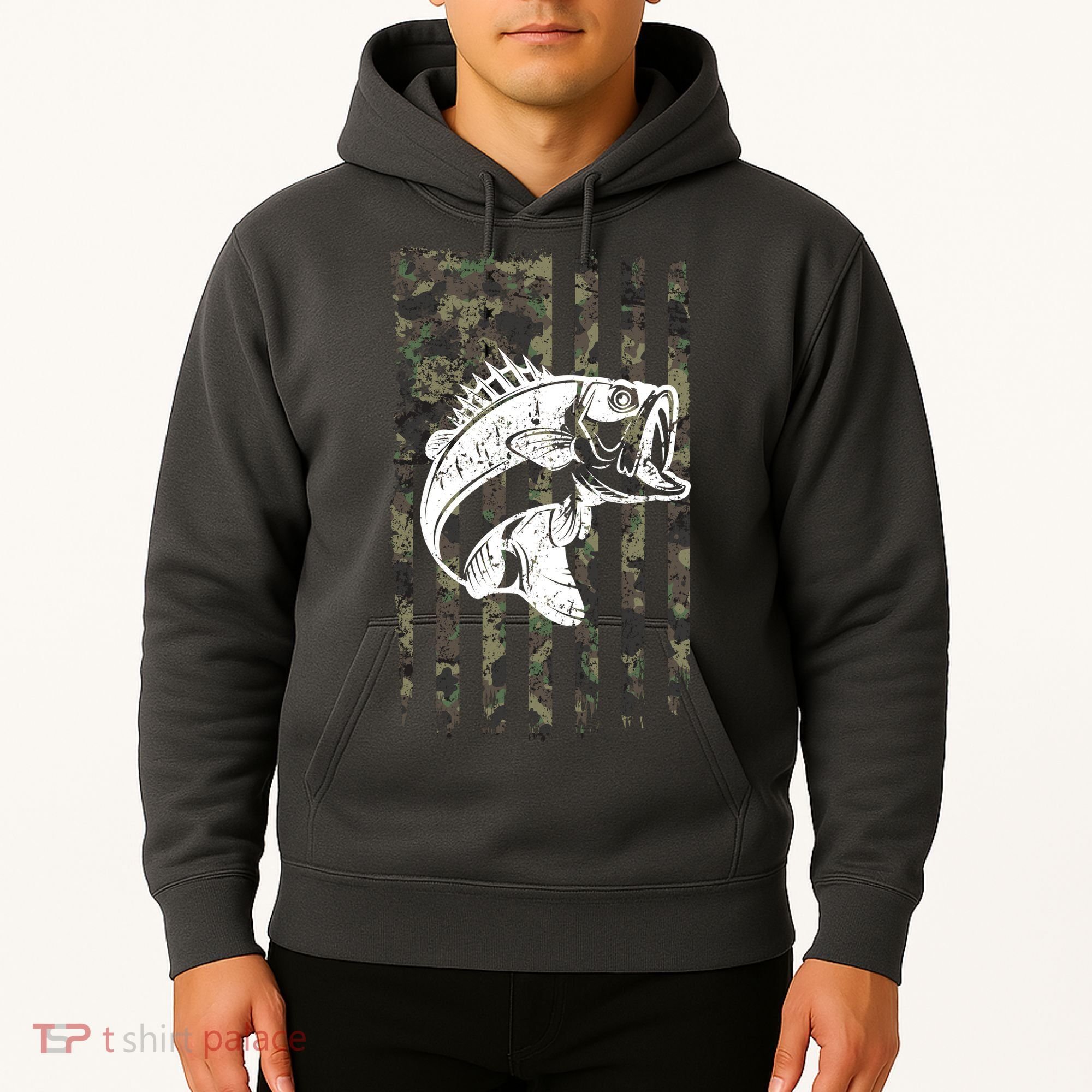 USA Flag Camo Camouflage Fish Hoodie