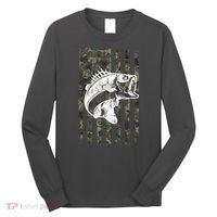 USA Flag Camo Camouflage Fish Long Sleeve Shirt thumb 0