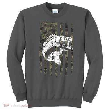 USA Flag Camo Camouflage Fish Sweatshirt