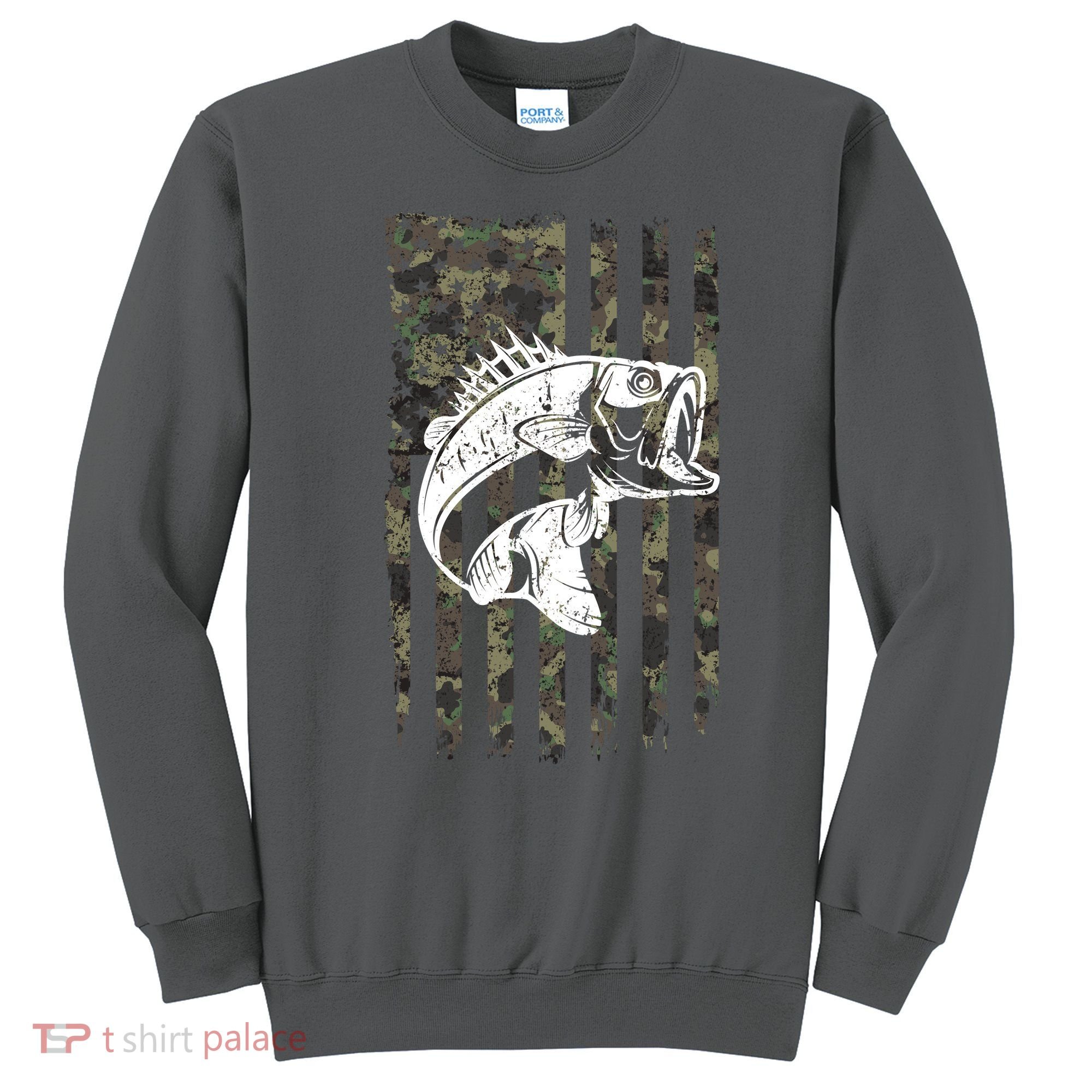 USA Flag Camo Camouflage Fish Sweatshirt