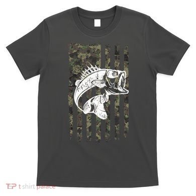 USA Flag Camo Camouflage Fish T-Shirt