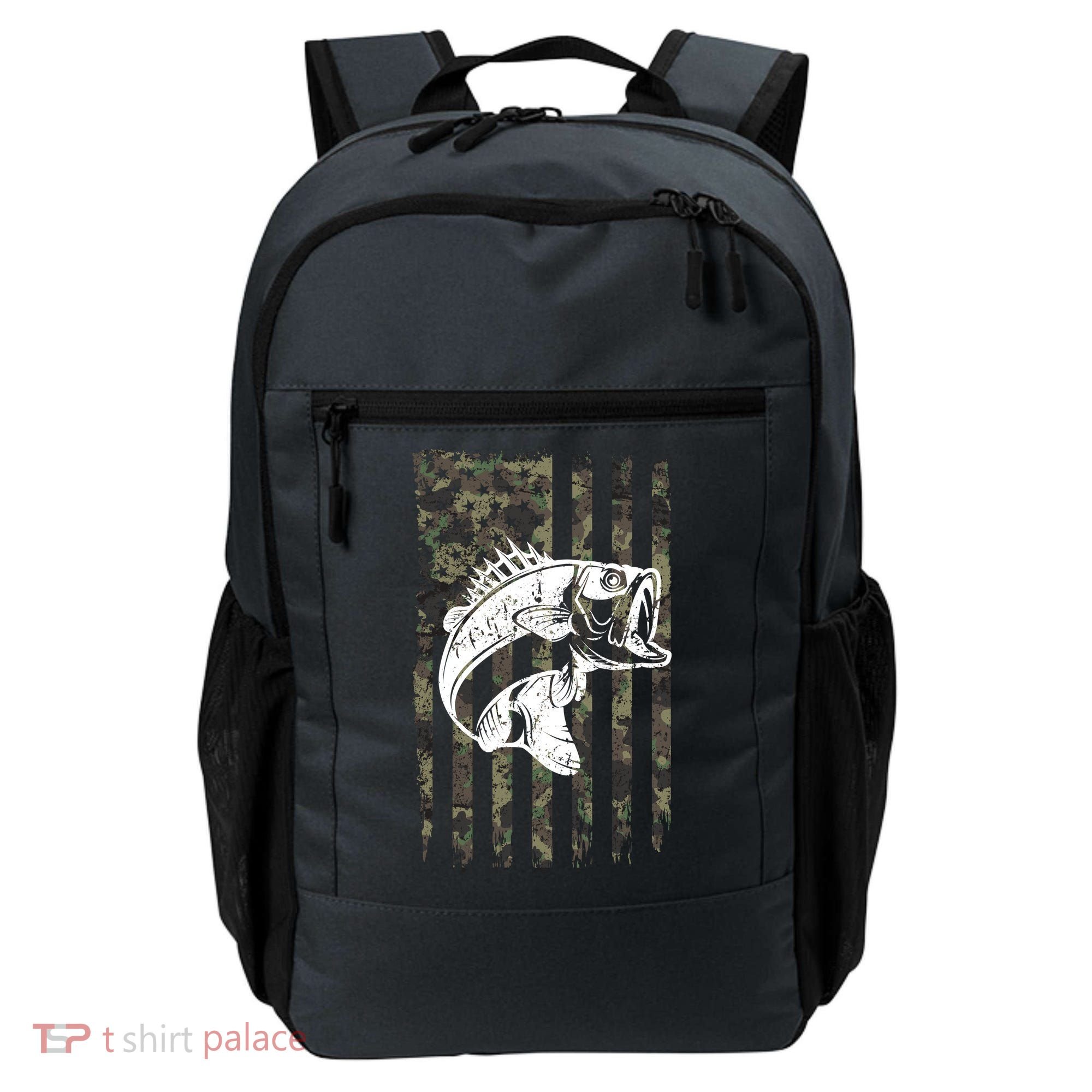 USA Flag Camo Camouflage Fish Backpack