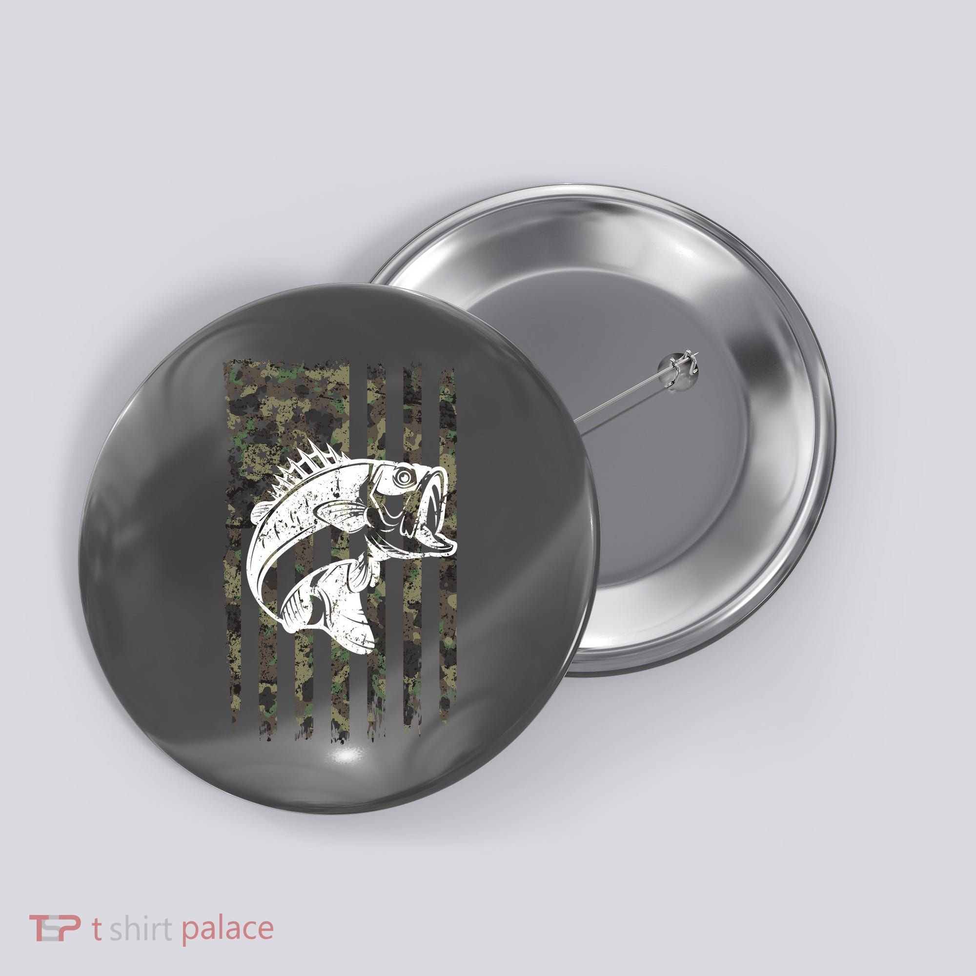 USA Flag Camo Camouflage Fish Button