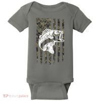 USA Flag Camo Camouflage Fish Baby Bodysuit thumb 0