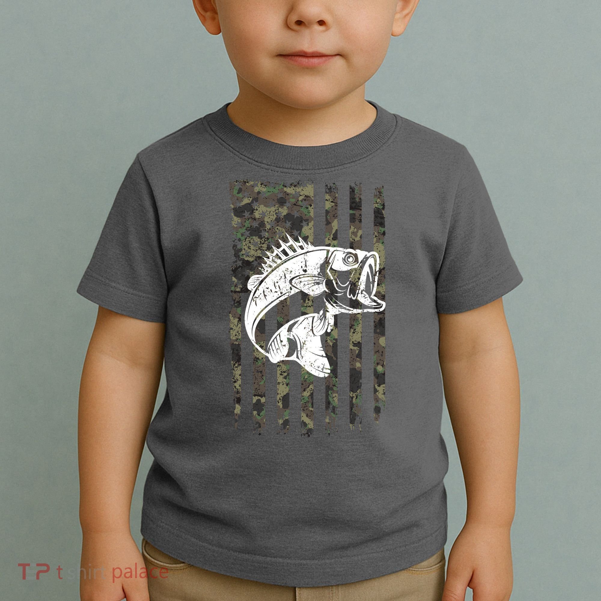 USA Flag Camo Camouflage Fish Toddler T-Shirt