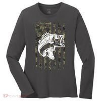 USA Flag Camo Camouflage Fish Women's Long Sleeve Shirt thumb 0