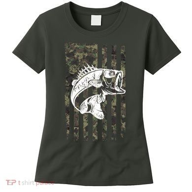 USA Flag Camo Camouflage Fish Women's T-Shirt