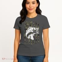 USA Flag Camo Camouflage Fish Women's T-Shirt thumb 4