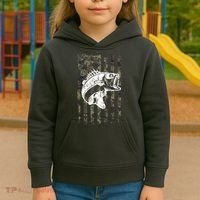 USA Flag Camo Camouflage Fish Kids Hoodie thumb 3