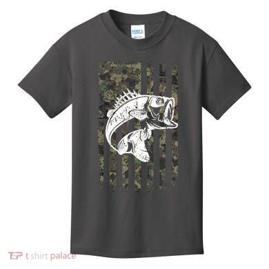 USA Flag Camo Camouflage Fish Kids T-Shirt
