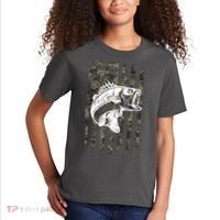 USA Flag Camo Camouflage Fish Kids T-Shirt thumb 2