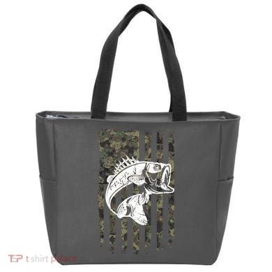 USA Flag Camo Camouflage Fish Tote Bag