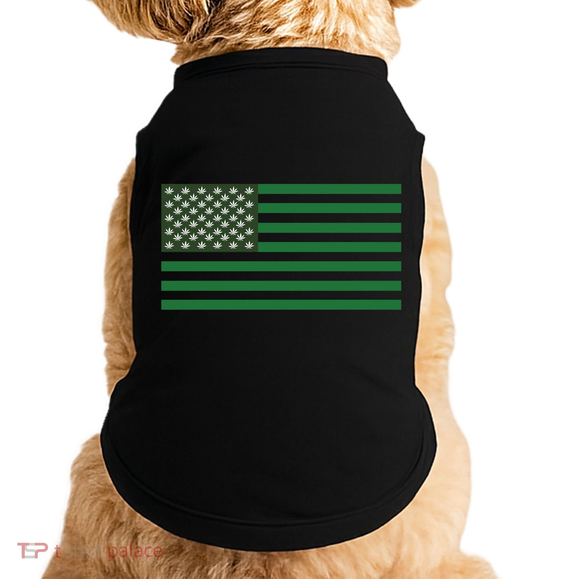 USA Flag Marijuana Cannabis Weed Styled Doggie Tank