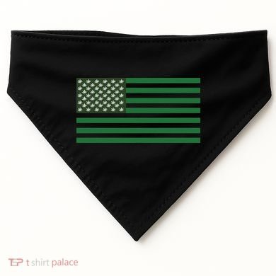 USA Flag Marijuana Cannabis Weed Styled USA-Made Doggie Bandana