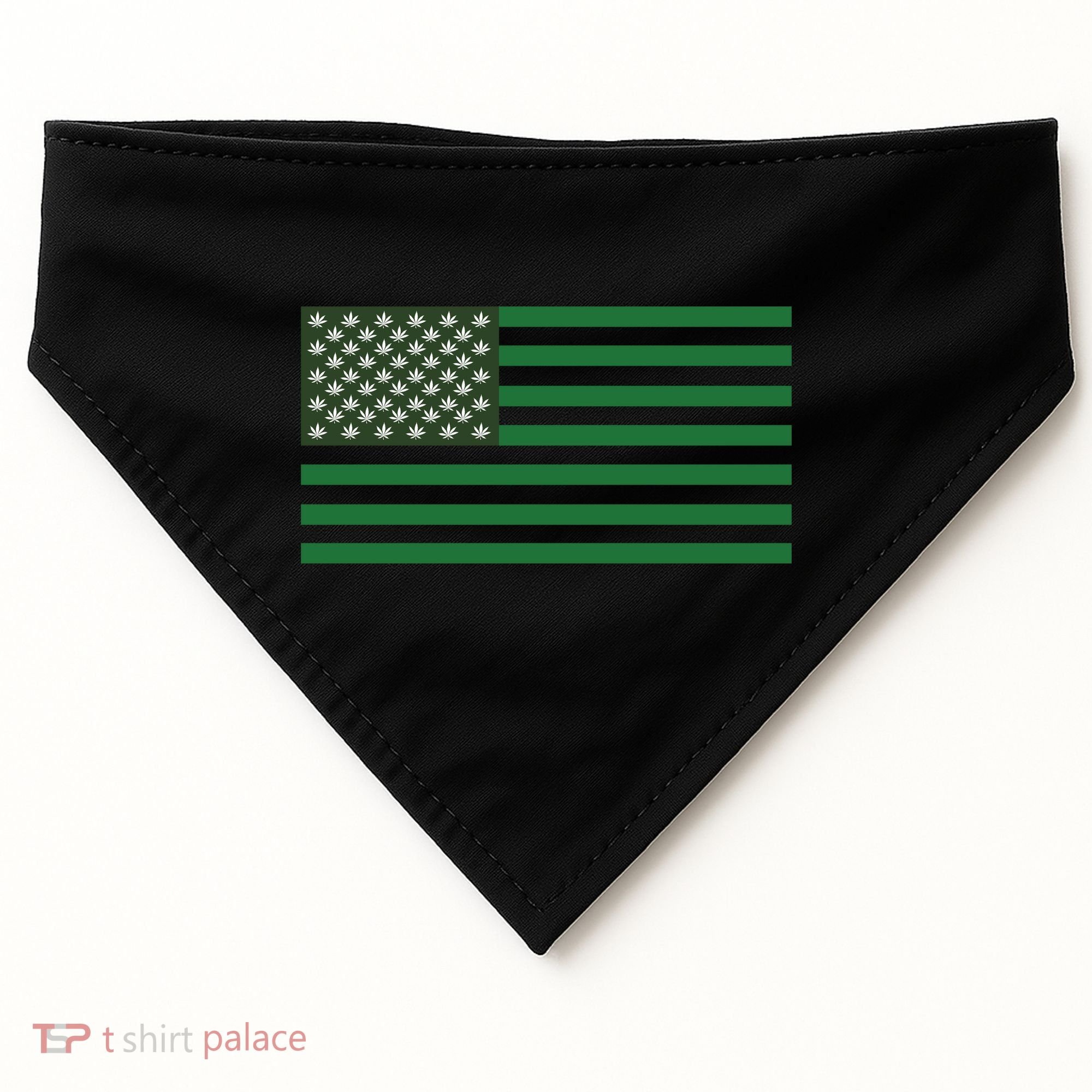 USA Flag Marijuana Cannabis Weed Styled USA-Made Doggie Bandana