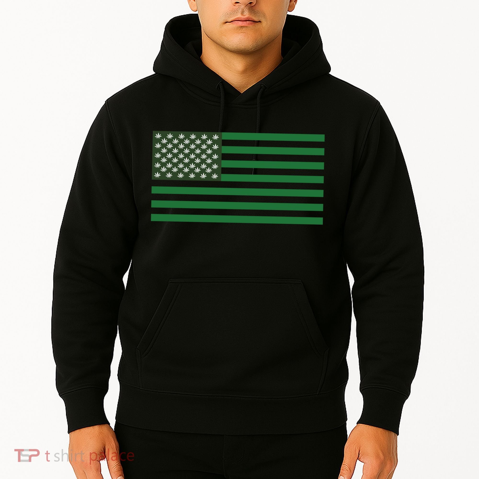 USA Flag Marijuana Cannabis Weed Styled Hoodie