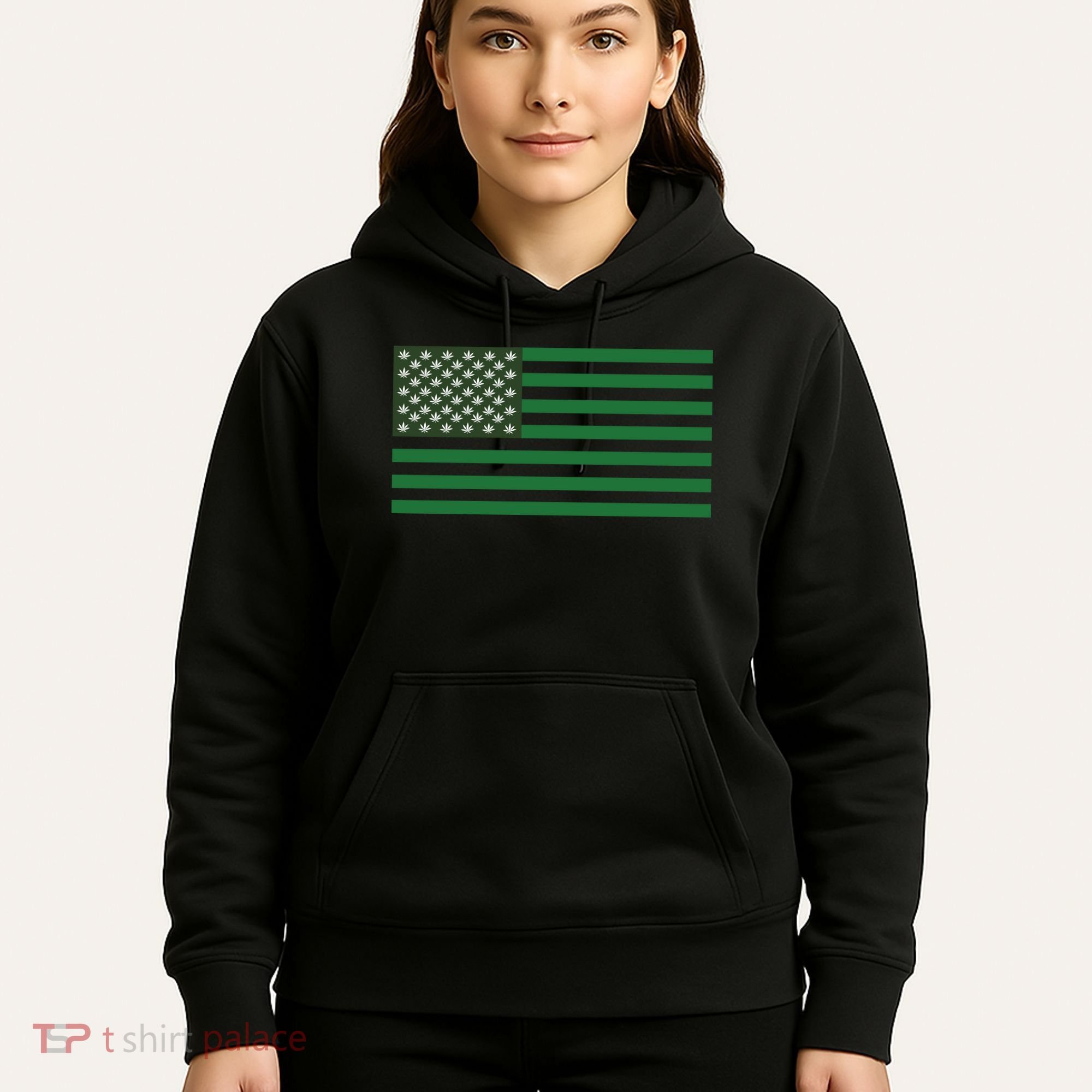 USA Flag Marijuana Cannabis Weed Styled Hoodie
