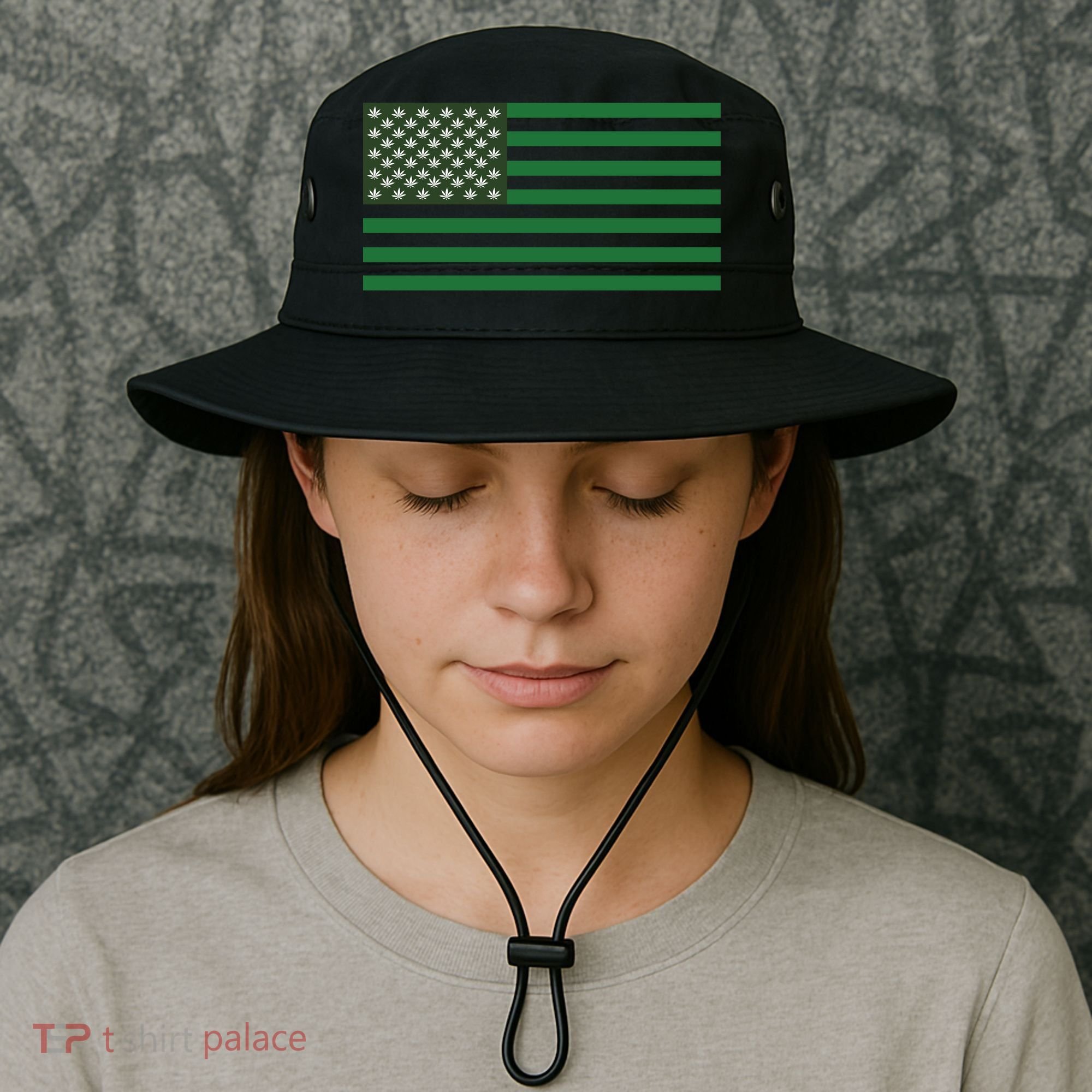 USA Flag Marijuana Cannabis Weed Styled Bucket Hat