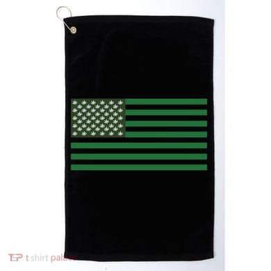 USA Flag Marijuana Cannabis Weed Styled Golf Towel