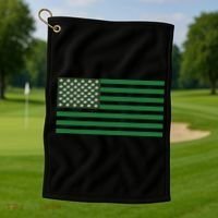 USA Flag Marijuana Cannabis Weed Styled Golf Towel thumb 1