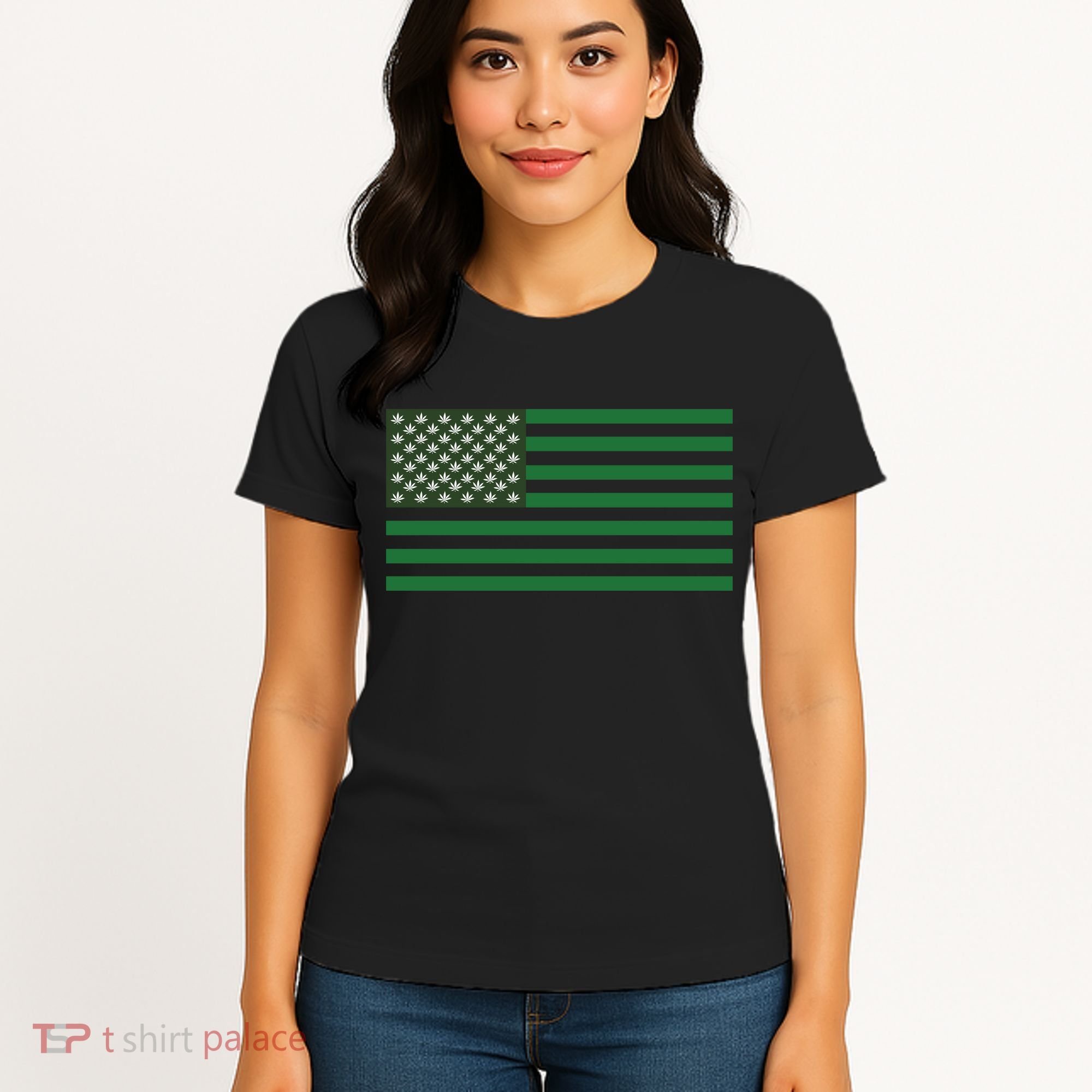 USA Flag Marijuana Cannabis Weed Styled Women's T-Shirt