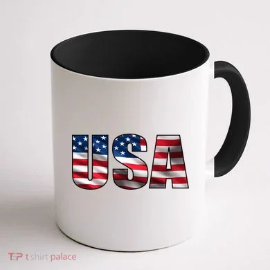 USA Flag Team Logo Coffee Mug back