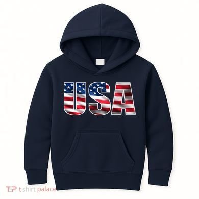 USA Flag Team Logo Kids Hoodie