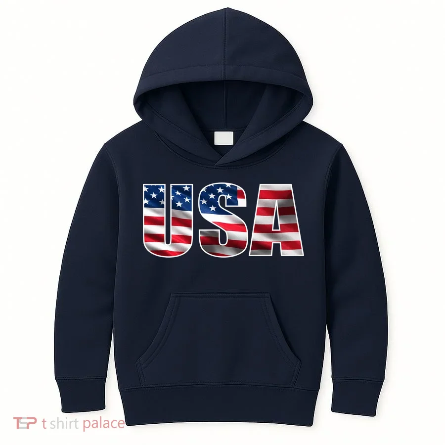 USA Flag Team Logo Kids Hoodie