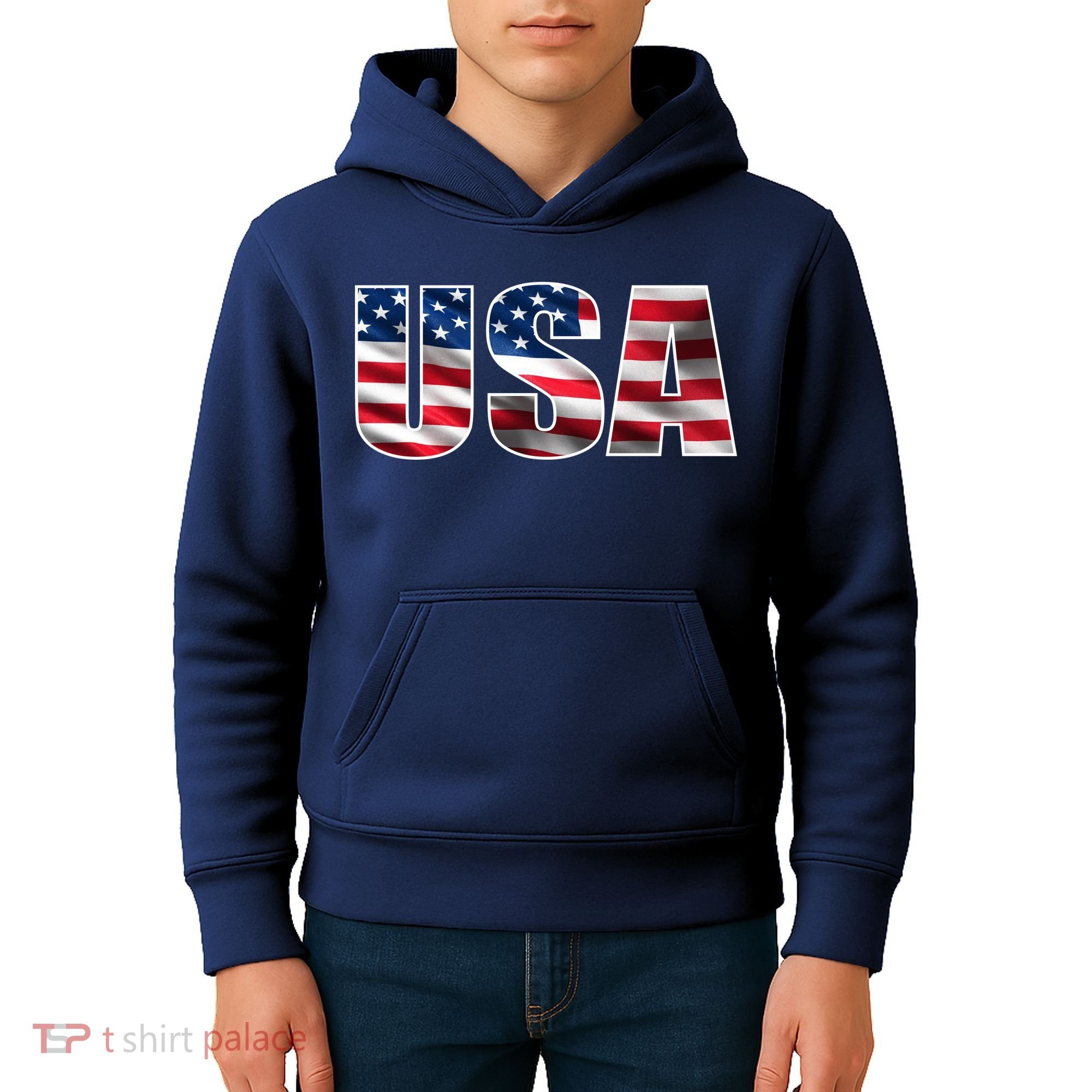 USA Flag Team Logo Kids Hoodie
