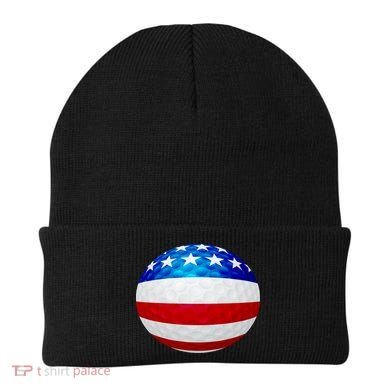USA Golf Flag GolfBall Beanie